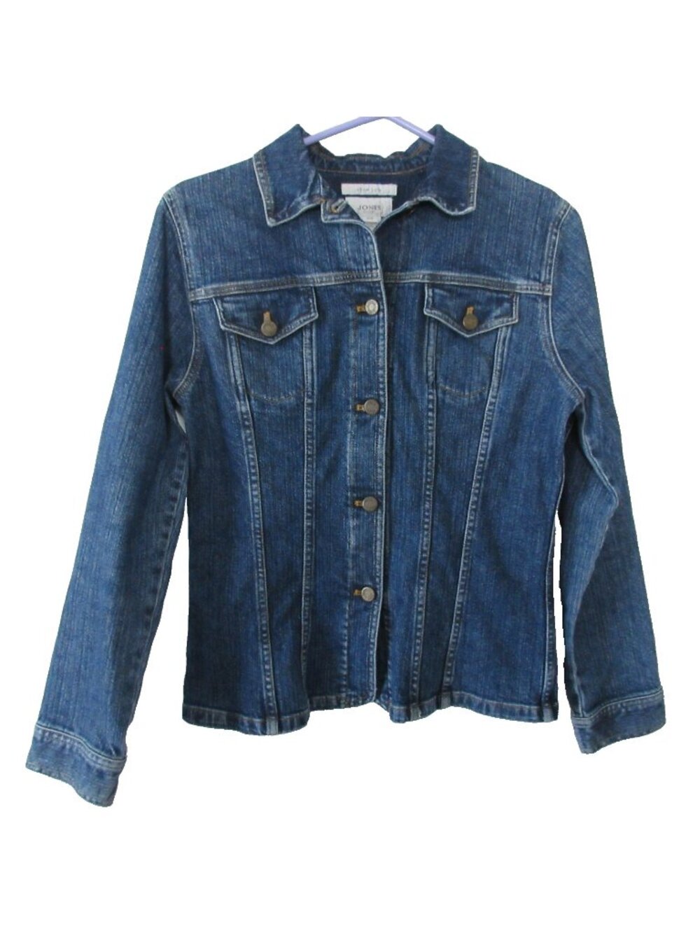 Jones Sport Women’s Stretch Blue Denim Jacket Size Medium